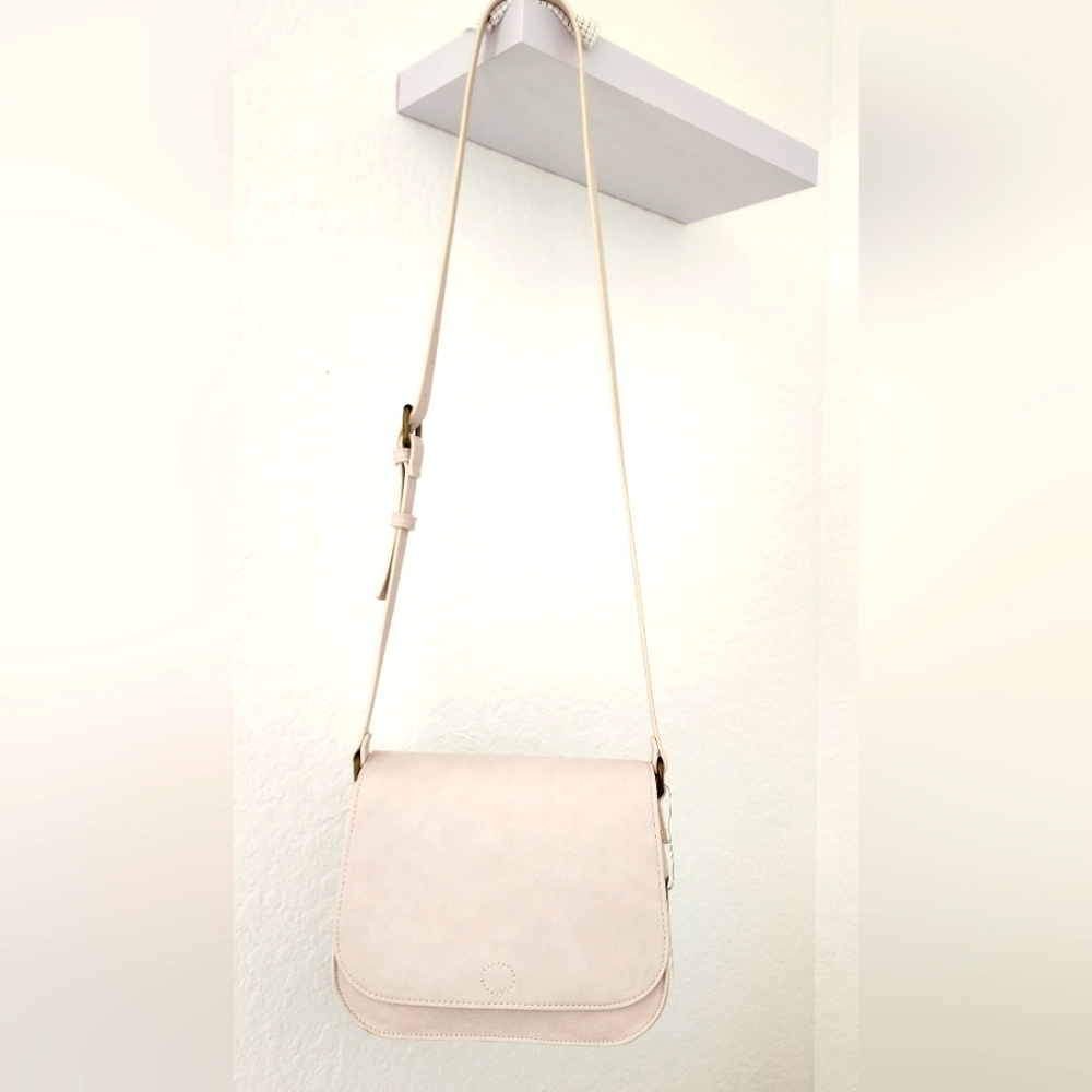 Sonoma Goods For Life Women's Kaydee Flap Crossbody  Cream Color Vegan Leather.